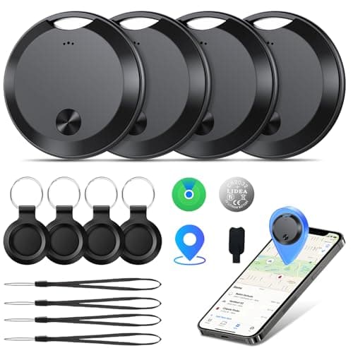 Air Tracker Tags-4 Pack: Smart Bluetooth Tracker, Item Finder Works with Apple Find My (iOS Only) App, Trakcer Tag Locator for Keys, Luggage, Satchel, weTag mini. (Not for Android Devices)