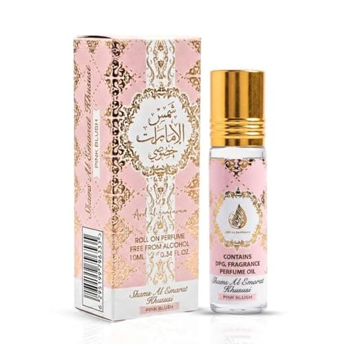 Ard al Zaafaran Pink Blush Shams Al Emarat Khususi Roll-On Perfume Oil for Women, 0.34 Ounce / 10 ml