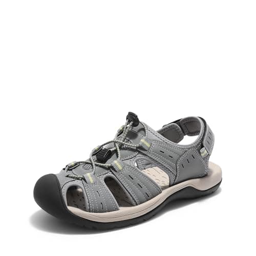 DREAM PAIRS Men's Support Sandals Outdoor Hiking Sandals Closed Toe Athletic Lightweight Walking Comfortable Sandals Water Shoes,Size 11,Grey,DMUMST2503
