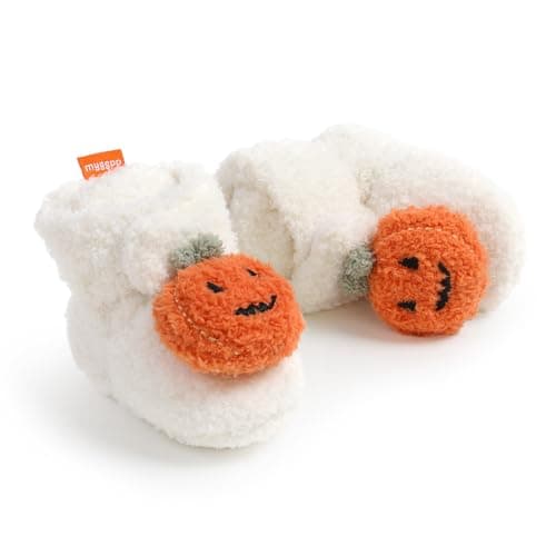 QWZban Baby Booties Infant Newborn Boys Girls Christmas Halloween Pumpkin Slippers Warm Cartoon Crib Sock Shoes Indoor First Walkers Prewalker white 12-18 Months