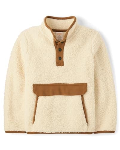 Gymboree,Boys,and Toddler Long Sleeve Half Snap Sherpa Pullover,Country Cream,3 Years