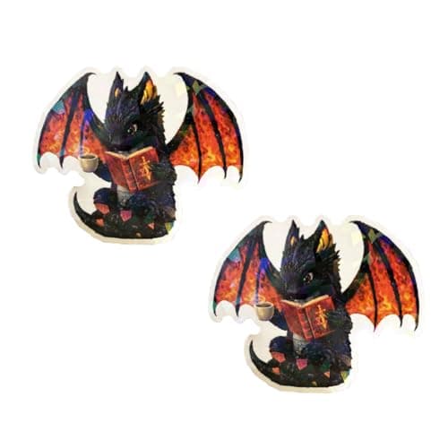 2 Pack Cute Book Dragon Book Lovers Stickers Vinyl Decals Waterproof for Water Bottle, Tumbler, Laptop, Phone Case