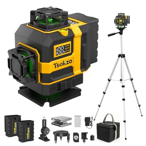 16 Lines Laser Level with Tripod - Green Cross Line Laser, 4x360° Self Leveling Laser Level, 4D Self Leveling Tool for DIY Picture Hanging, Home Renovation, Indoor Project, 2 Batteries Included