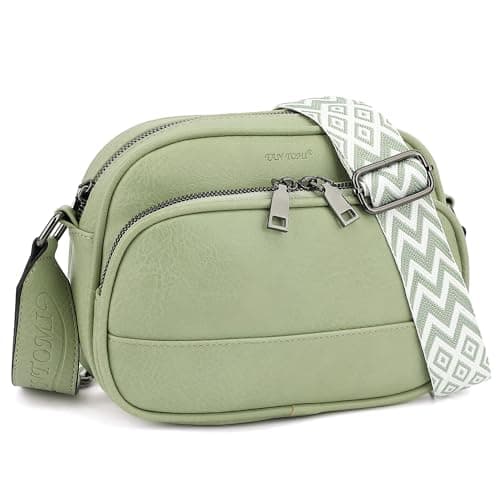 TANTOMI Crossbody Bags for Women Crossbody Purse Cross Body Shoulder Purse Trendy Vegan Leather with Wide Strap