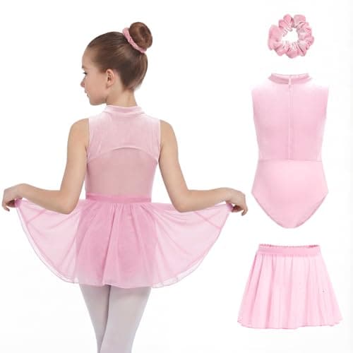 JiAmy Girls Ballet Leotards with Invisible Zipper & Removable Skirt Mesh Back Cutout Dance Dress Outfit for Toddler/Kids Purple 11-12 Years