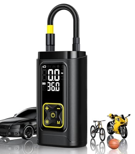 Philoent Tire Inflator Portable Air Compressor for Car Tires with Gauge, 150PSI Fast Bike Air Pump for Auto, Motorcycle, Bicycle, Balls, Digital Tire Pump with LED Light, Auto Shut-Off