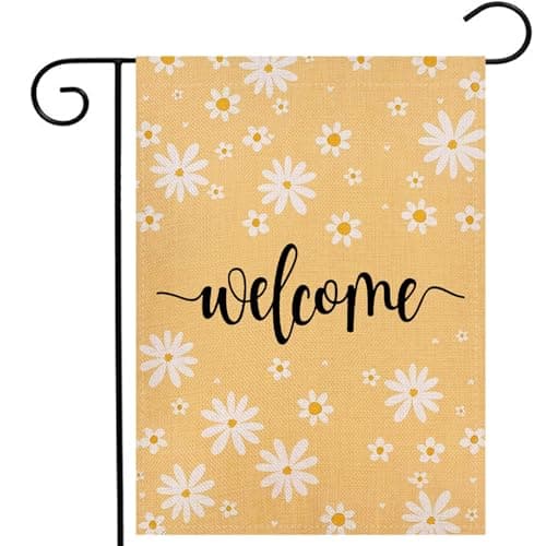 Daisy Welcome Garden Flag 12.5 x 18 Inch Double Sided, Seasonal Spring Summer Floral Yard Outdoor Flag Yellow