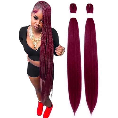 Braiding Hair Pre Stretched, 48 Inch, Burgundy, Synthetic, Gyal Braids