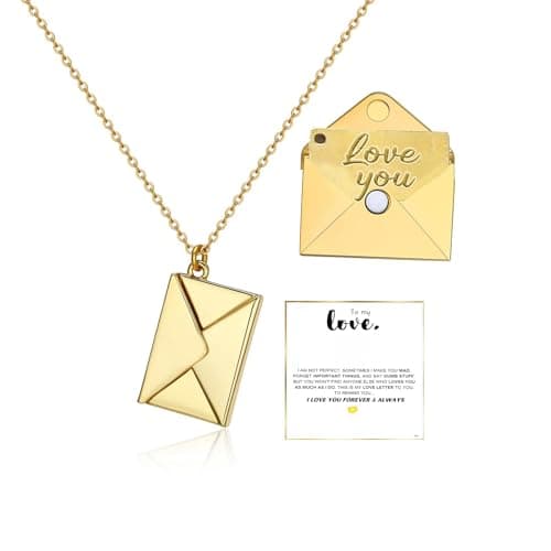 ziella To My Love-Envelope Love Letter Necklace,Envelope Locket Necklace for Women with I Love You Secret Message Jewelry Gift For Wife/Girlfriend