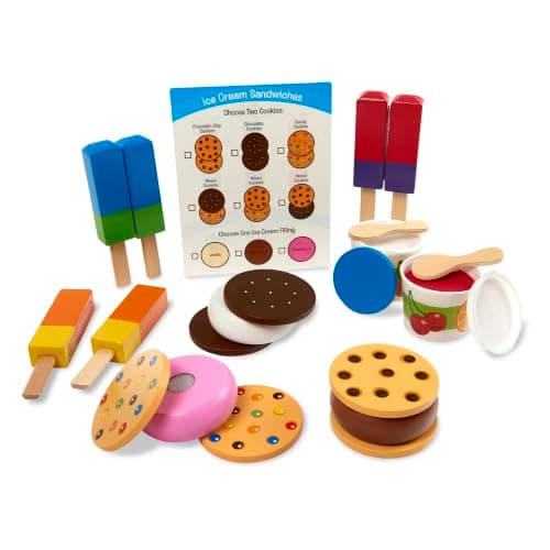 Melissa & Doug Frozen Treats Wooden Ice Cream Pretend Play Food Set