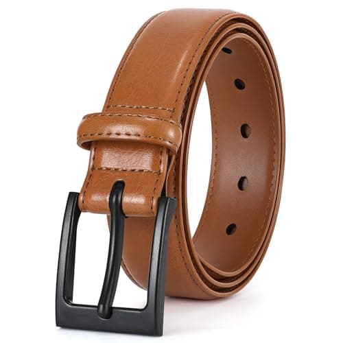 XZQTIVE TSA Belt For Men Metal Free Dress Belts Hypoallergenic Leather Belt With Black Buckle Nickle Free