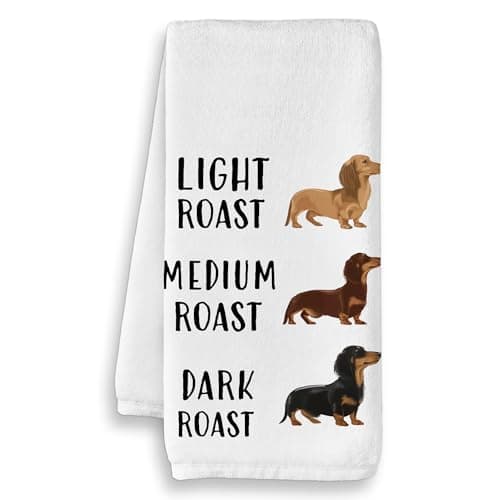 OSLYSOF Coffee Dachshund Kitchen Towels, Dachshund Coffee Lover Gifts Dish Tea Towels for Kitchen Decor, Funny Weiner Dog Decorative Hand Towel for Bathroom, 16x24 Inch