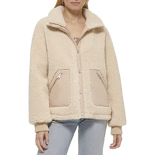 Levi's Women's Sherpa Teddy Jacket (Standard & Plus Sizes), Sesame Combo, XX-Large