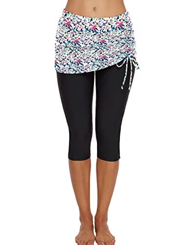 Leoparts Women Skirted Swim Capri High Waisted Skirt Swimming Leggings Rash Guard UV Sport Board Shorts Swimsuit Bottom
