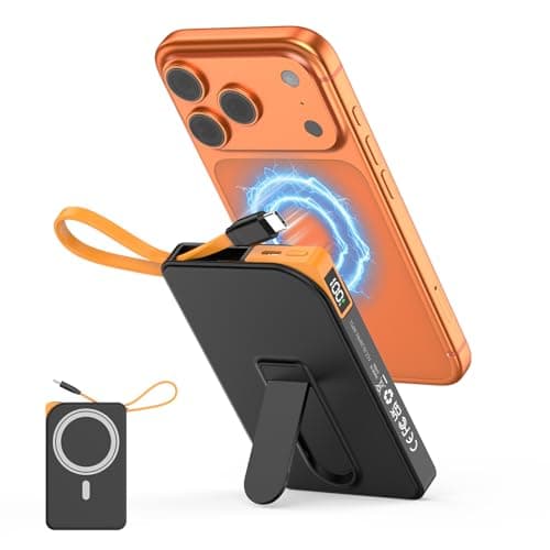 for Magsafe Power Bank iPhone, USB C Magnetic Portable Charger Fast Charging Built in Cable, 10000mAh Wireless Battery Pack for iPhone17/16/15/14/13/12, Travel & Daily Use Essentials Powerbank