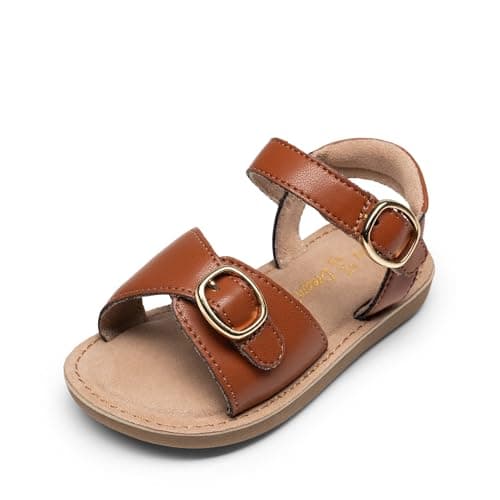 DREAM PAIRS Girls Sandals Fashion Sandal with Adjustable Straps Open-Toe Comfortable Summer Shoes for Toddler Little Kid,Size 5 Toddler,Brown,SKFS26001K