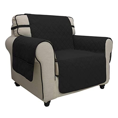 Easy-Going Sofa Slipcover Chair Cover Waterproof Couch Cover Washable Sofa Cover Non-Slip Fabric Furniture Protector with Pocket for Pets Covers Pets Kids Children Dog Cat (Chair, Black)