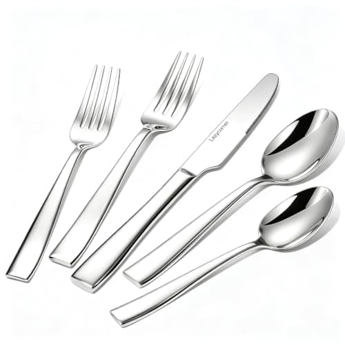Silverware Set for 6, 30-Piece Premium Stainless Steel Flatware Set, Heavy Duty Cutlery Set with Modern Square Handle, Mirror Polished, Dishwasher Safe, Gift for Wedding Housewarming