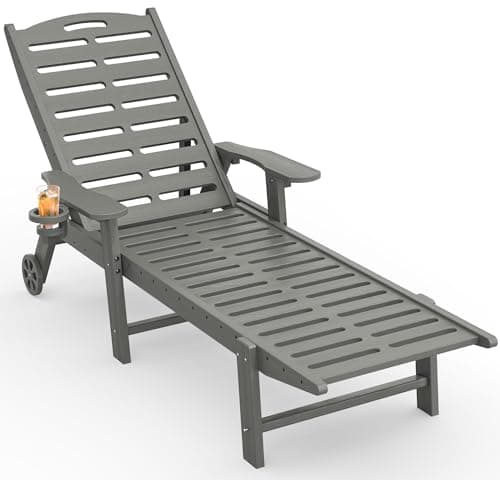 Ciokea Outdoor Chaise Lounge Chair, 5-Position Adjustable, Grey