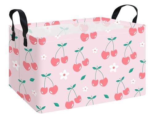 INGHUA Rectangular Cherry Storage Basket Fabric Hamper