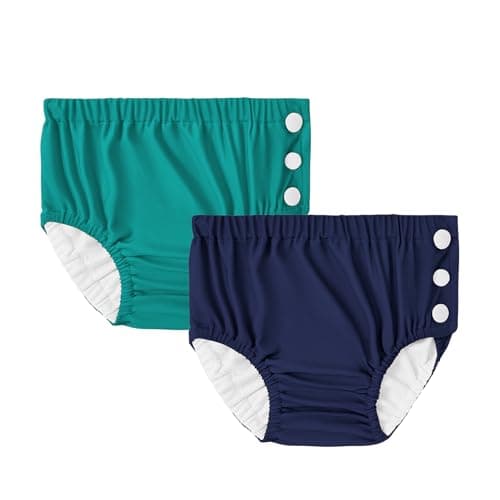 2PCS Reusable Swim Diapers - Toddler Baby Swim Diaper Washable Snap Pool Swimming Diaper Soft and Silky Waterproof Diapers for Swimming Lessons Boys and Girls