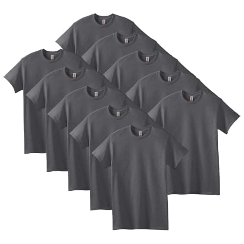 Gildan Men's 10-Pack Heavy Cotton Adult T-Shirt (G5000), Charcoal, Medium