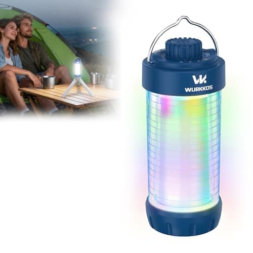 Wurkkos CL01 Camping Lantern Rechargeable, 550LM Led Lantern with Magnet Base, RGB light, Up to 300H Runtime, Camping Essentials, IP66 Waterproof Tent Light for Power Outages, Emergency, Camping, Blue