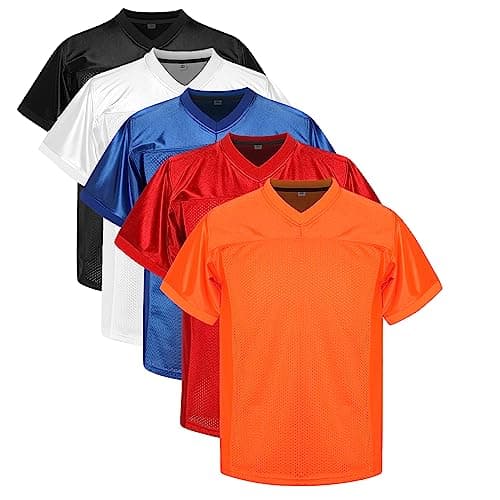 MESOSPERO Youth Blank Football Jerseys for Boys, Kids Athletic Practice Sports Shirt White Black Blue Red Orange S-XL(X-Large, Boys Orange)