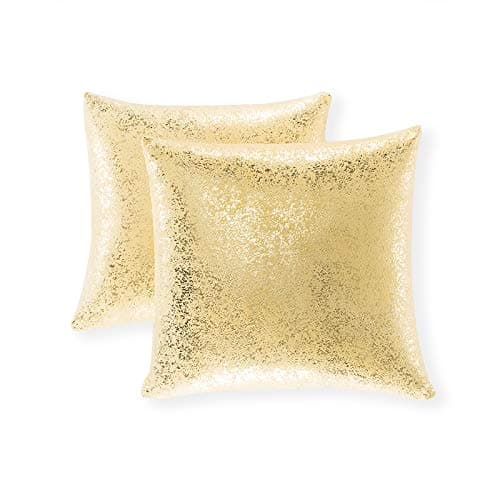 Xinrjojo Pack of 2, Soft Solid Color Sparkling Decorative Throw Pillow Covers Set Cushion Cases Pillow Cases for Living Room/Couch, 24"x24"(60x60cm) (Bronzing- Golden)