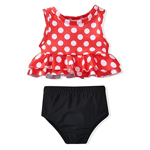 Toddler Little Girls Swimsuit Two Piece Mouse Ruffle Bathing Suit Bikini Tops Bottoms Swimming Suit Swimwear Beach Wear Polka Dot 2T - 3T