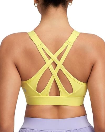 RUNNING GIRL Sports Bras for Women High Support, Adjustable Straps High Impact Sports Bras with Sewn in Pads Workout Running Bra(3181 Bright Yellow S)