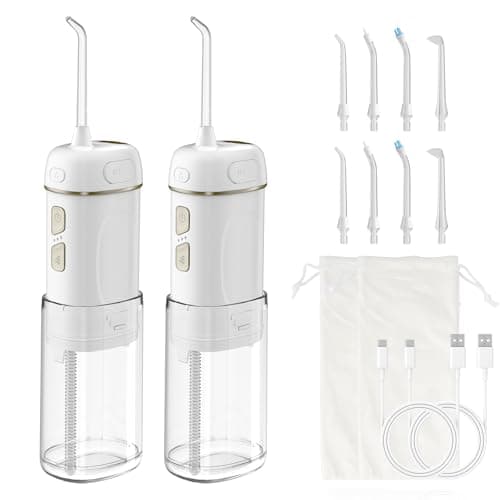 Hibbent 2 Pack Portable Cordless Water Flosser, Travel Mini Oral Irrigator