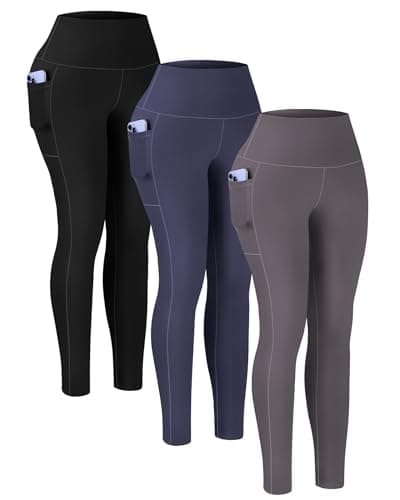 USAUPUP 3 Pack Leggings with Pockets for Women Buttery Soft High Waisted Tummy Control Workout Yoga Pants