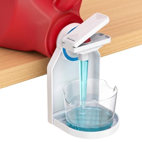 Laundry Detergent Dispenser Cup Holder,Nozzle Upgraded Labor Saving Switch Easily No More runny or Messy Laundry Detergent, Laundry Cup Holder and drip Tray Room Organization and Storage