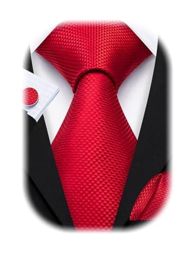 Barry.Wang Classic Mens Ties Silk Necktie Pocket Square Cufflinks Set Woven Designer Wedding Business