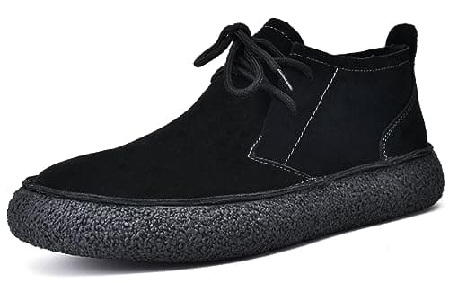 JIONS Mens Ankle Desert Chukka Boots Suede Lace Up Deck Shoes Black 46/11