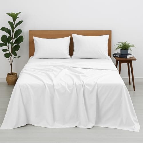 Cottington Lane Premium Quality 100% Egyptian Cotton 4 Piece Twin XL Size Bed Sheet Set Fits 12 inch Deep Pocket Mattress, Naturally Cool, Soft & Durable Luxury Bedding, White Solid
