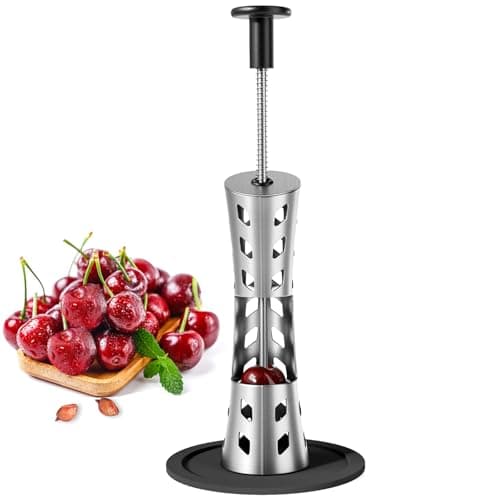 Newness Cherry Pitter, Premium Cherry Pitter Remover Tool, 304 Stainless Steel Cherry Seed Remover, Durable Cherry Stoner Fruit Pit Corer Deseeder Kitchen Tool, Press Type, More Labor Saving