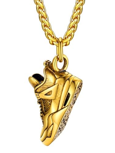 FaithHeart Shoes Pendant Necklace for Men Fashion Sport Shoes Chain, Stainless Steel Necklaces Gift