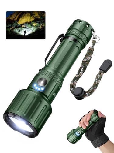 Yemao Military Green Tactical Flashlight, 5000 Lumens, Tail Switch