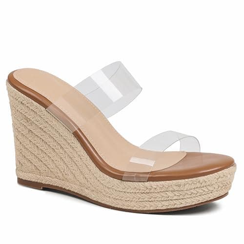 mikarka Slip-On Wedge Sandals for Women: Platform Espadrilles Wedges Heels