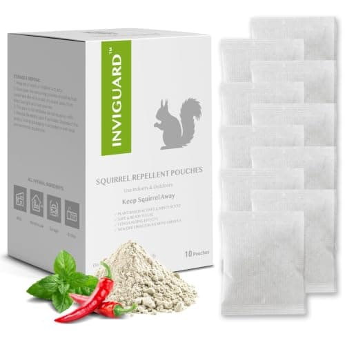Squirrel and Mouse Repellent Pouches, Chipmunk Repellent Outdoor, Squirrel Deterrent for Garden/Attic/Yard & Car, Keep Chipmunk Away, Natural Chipmunk Deterrent, Keep Rodents Out of Car Engines -10P