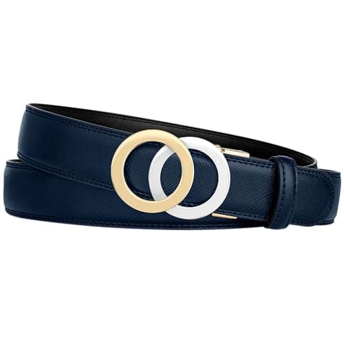 Premium Leather - No Hole Ratchet Belt – Custom Fit Belts for Women – Micro Adjustability (1.20" Inch width)– Designed in USA (Saffiano - NAPA BLUE, 140 CM)