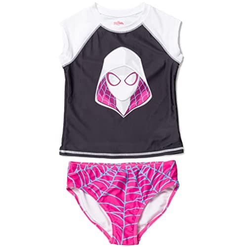 Marvel Spider-Man Spider-Gwen Ghost Spider Toddler Girls Rash Guard and Bikini Bottom Black/Purple 3T