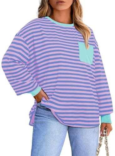 Eytino Women Plus Size Tops, Purple, 3X