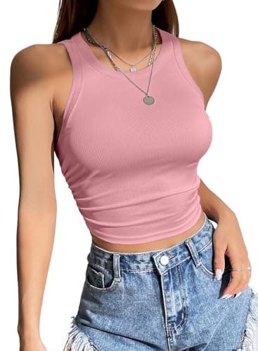 LOLONG Tank Top for Women Summer Crop Sleeveless Basic Racerback Shirts