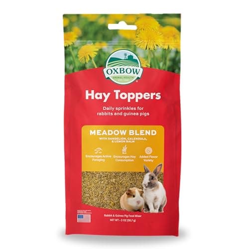Oxbow Hay Toppers Meadow Blend, Bunny Treats, Foraging Enrichment for Rabbits, Chinchillas, Guinea Pigs, and Other Small Herbivores, Timothy Hay Topper, Premium Rabbit Food Additive, 2oz