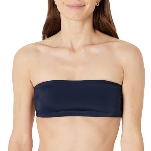 Amazon Essentials Women's Bandeau Swim Top, Navy, Large