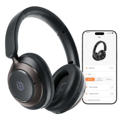 Boean Active Noise Cancelling Headphones, Bluetooth 6.0 Wireless Over Ear Headphones with 120H Playtime, 360° Spatial Audio & 5 ENC Mics, Soft Memory Foam, Transparency Mode for Office Travel Gaming