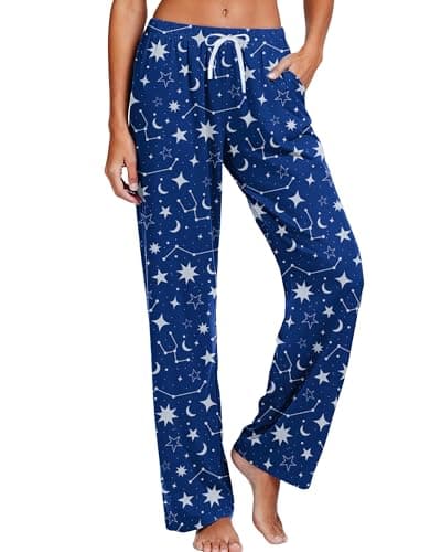 Kallenorox Women's Comfy Pajama Pants Casual Pj Bottoms for Women Long Sleep Pants Drawstring Star Lounge Pants with Pockets Size L